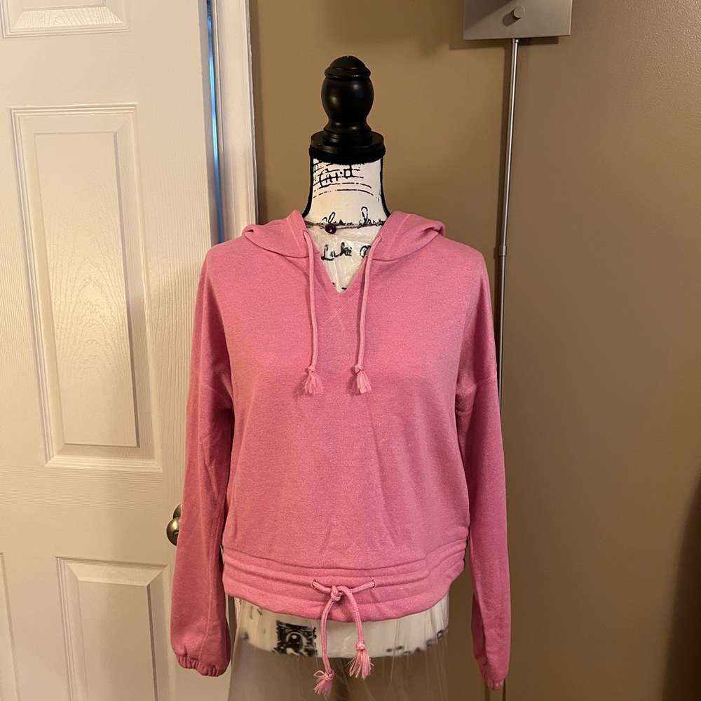 Beach Riot Jenny Glitter Pink Terry Cloth Hoodie Pink L
